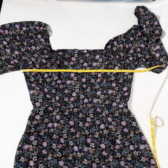 Coquette Floral Smocked Long-Sleeve Mini Dress By All In Favor SZ L - Picture 8 of 10